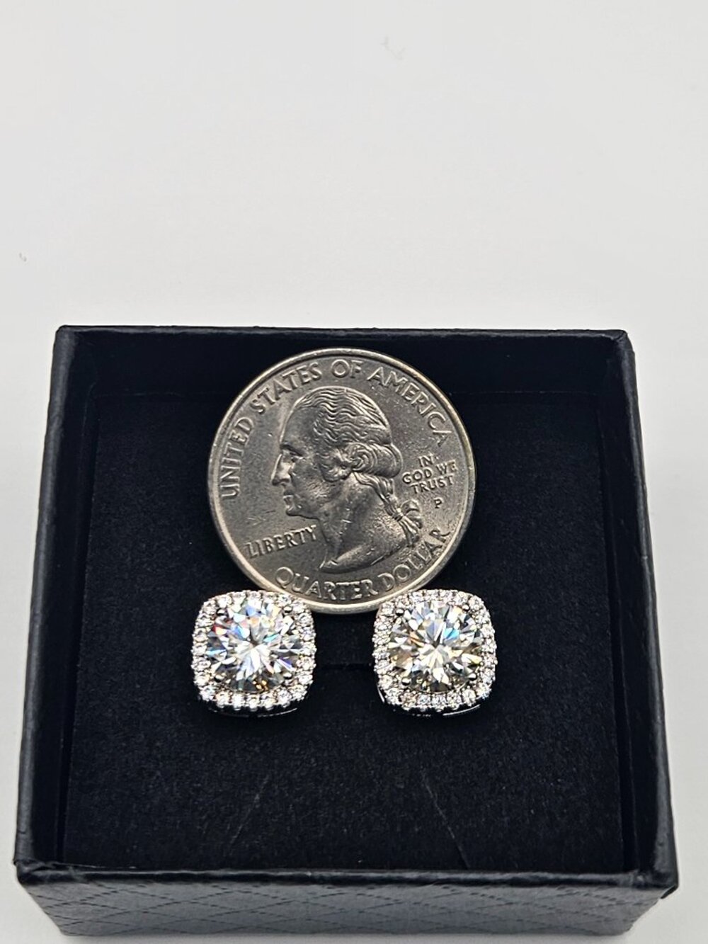 2ctw Moissanite Halo Stud Earrings 8mm 925 Silver